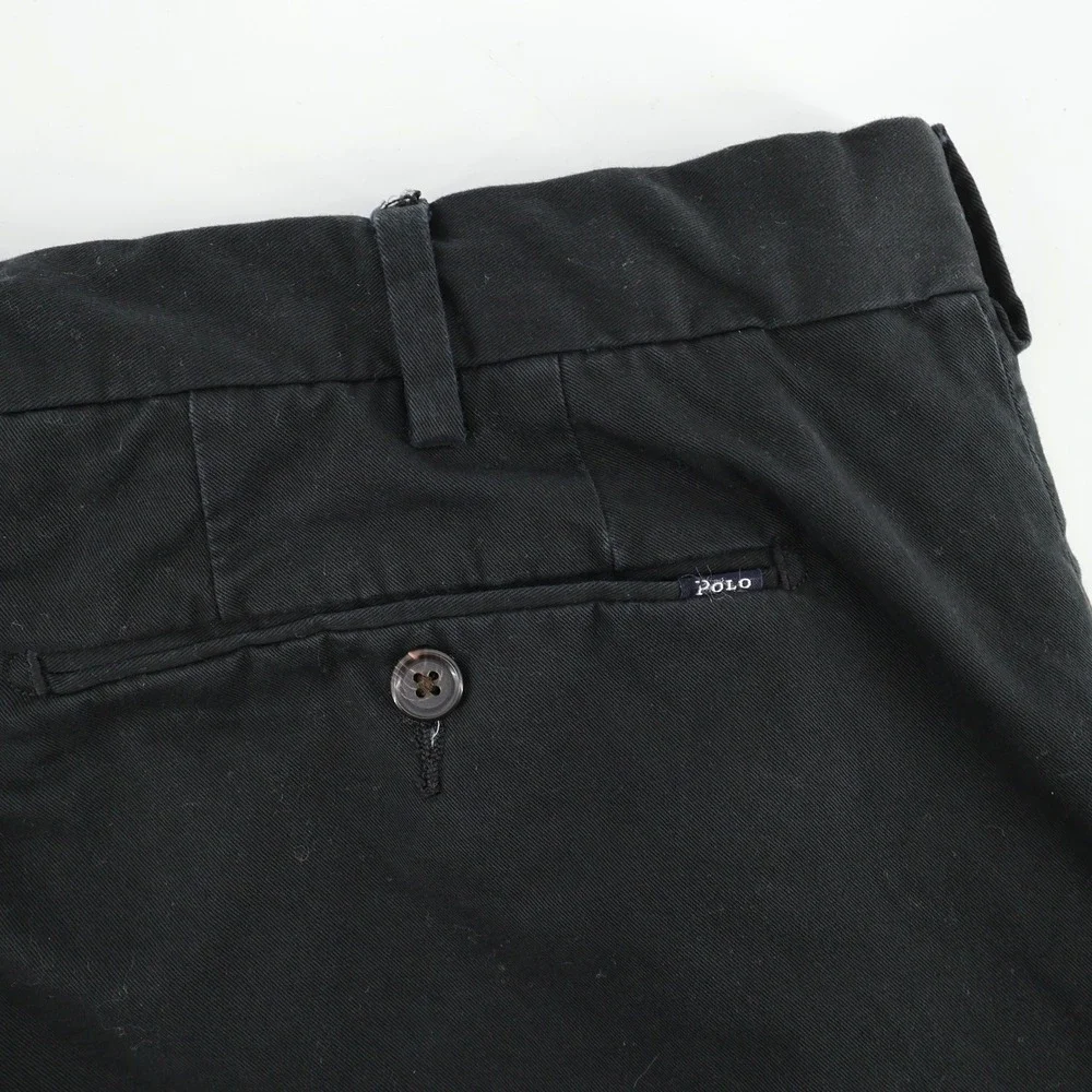 Polo Ralph Lauren Chino Pants Black Stretch Straight Fit Cotton Twill Mens 38x33